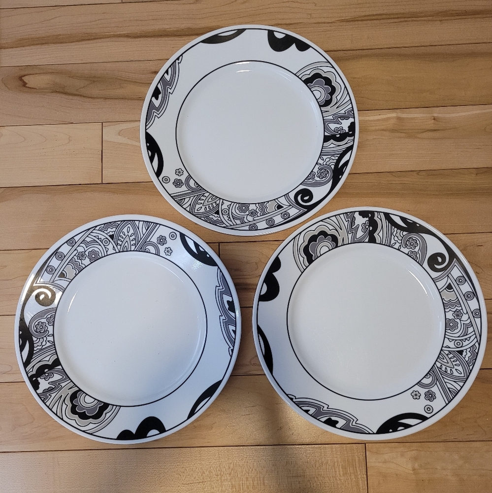 3 Corelle Nouveau dinner plates